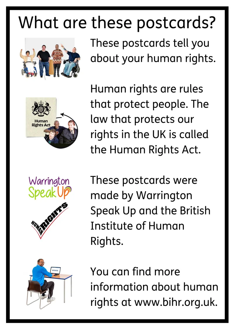 Easy. Read Individual Rights Easy Read Human Rights Postcards | BIHR